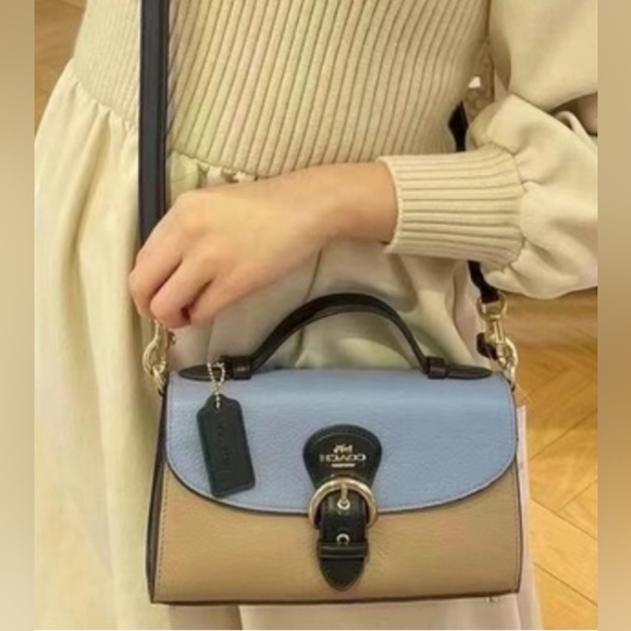 NWT Coach Kleo Top Handle Colorblock Marble Blue Multi💙🤎 - Picture 6 of 7